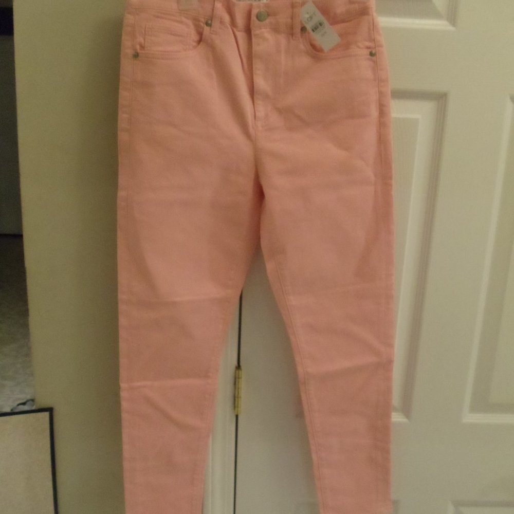 Loft The Skinny High Rise Regular fit women's pants size 28 pink salmon NWT